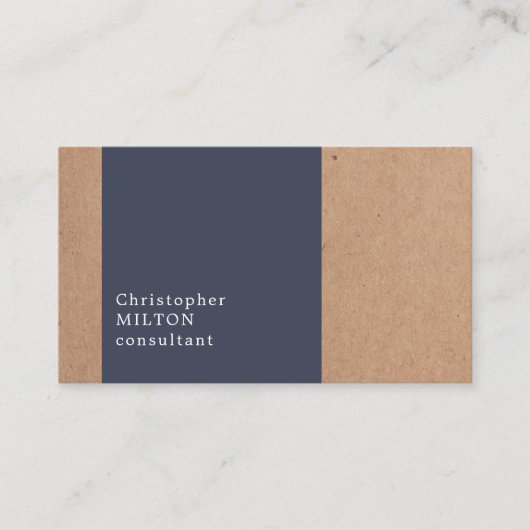 Carte De Visite Cool moderne Kraft Papier bleu Consultant (Devant)