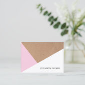 Carte De Visite Cool moderne Kraft papier clair rose blanc géométr (Debout devant)