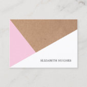Carte De Visite Cool moderne Kraft papier clair rose blanc géométr (Devant)