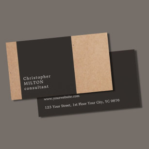 Carte De Visite Cool moderne Kraft Papier gris foncé Consultant