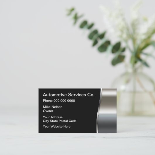 Carte De Visite Cool Moderne Métallurgie Automobile (Debout devant)