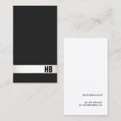 Carte De Visite Cool Moderne Monogramme Noir et Argent Bande (Devant / Derrière)