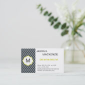 Carte De Visite Cool, moderne noir quatrefoi monogramme profession (Debout devant)