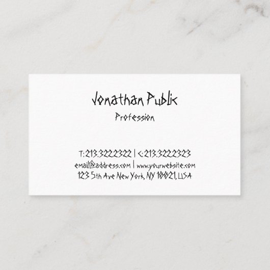 Carte De Visite Cool moderne professionnel Script simple Modèle (Dos)