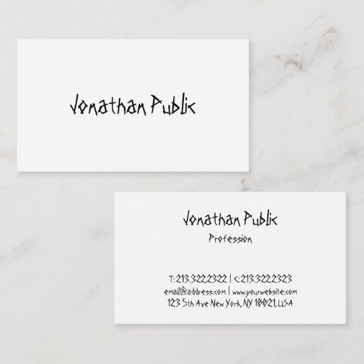 Carte De Visite Cool moderne professionnel Script simple Modèle (Devant / Derrière)