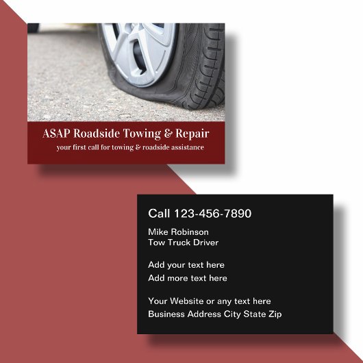 Carte De Visite Cool Moderne Remorquage Et Réparation Automobile