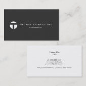 Carte De Visite Cool moderne Silver Monogramme noir professionnel (Devant / Derrière)
