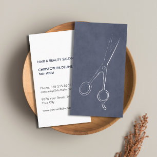 Carte De Visite Cool moderne texturé bleu ciseau chaise Styliste