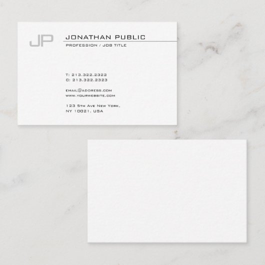 Carte De Visite Cool Monogramme moderne créatif Modèle simple Haut (Devant / Derrière)