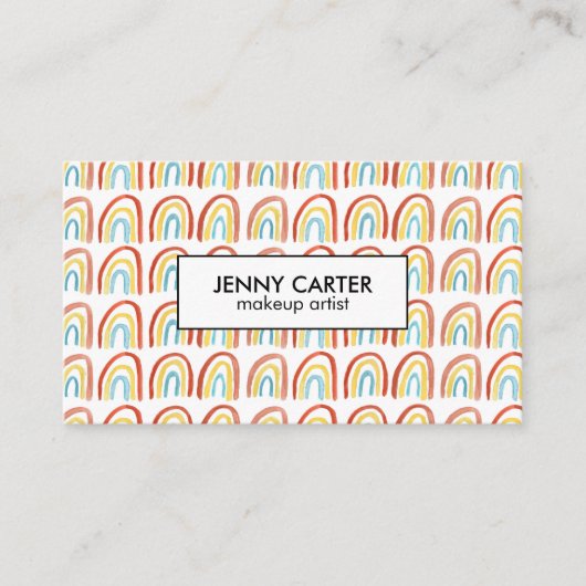 Carte De Visite Cool Motif d'aquarelle simple Rainbow (Devant)