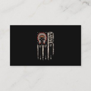 Carte De Visite Cool Native American Feather Arrow Flag Headdress