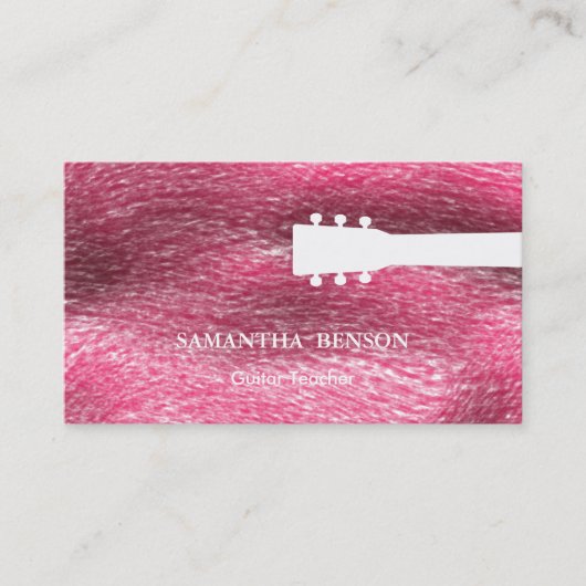 Carte De Visite Cool noir & blanc & Guitare moderne Enseignant Mus (Devant)