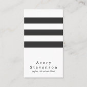 Carte De Visite Cool noir et blanc rayé moderne blanc vertical (Devant)