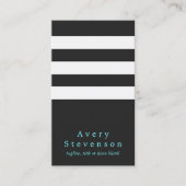 Carte De Visite Cool noir et blanc rayé moderne hip verticale 2 (Devant)