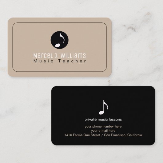 Carte de visite Cool Oat et Noir avec note de musi (Devant / Derrière)