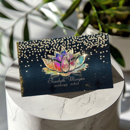 Carte De Visite Cool Or Diamants Lotus Sombre