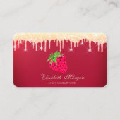 Carte De Visite Cool Parties scintillant gouttes fraise rouge (Devant)