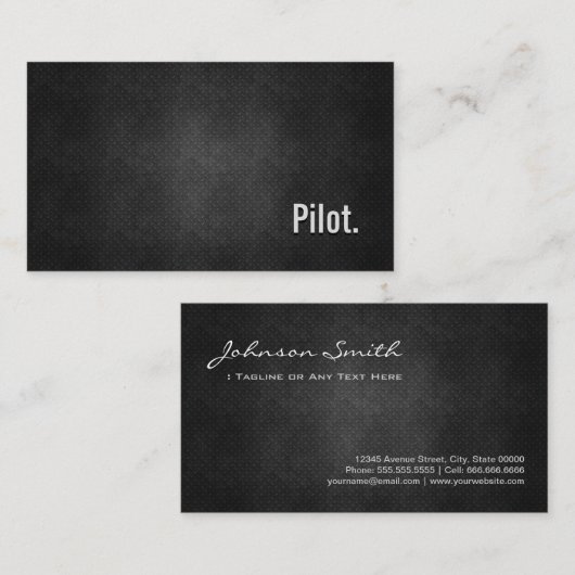 Carte De Visite Cool pilote Simplicité en métal noir (Devant / Derrière)