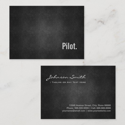 Carte De Visite Cool pilote Simplicité en métal noir (Devant / Derrière)