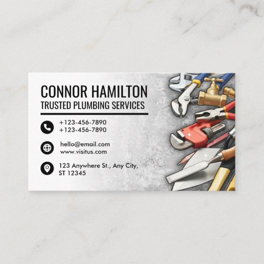 Carte De Visite Cool Plumbing Tools Illustration (Devant)
