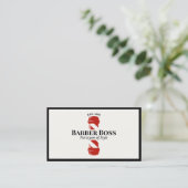 Carte De Visite Cool Poteau en bois rouge Barbier (Debout devant)