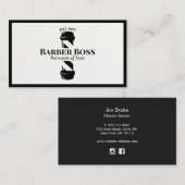 Carte De Visite Cool Poteau en cuir noir Barbier (Devant / Derrière)