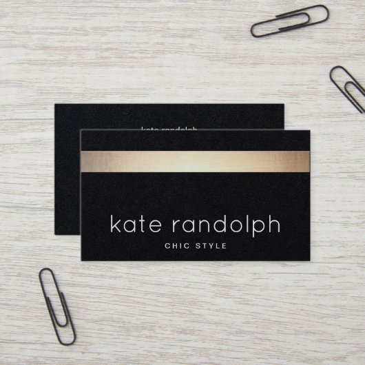 Carte De Visite Cool professionnel Gold Noir rayé (Devant/Arrière en situation)