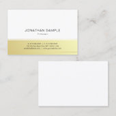 Carte De Visite Cool professionnel moderne Elegant Or Blanc (Devant / Derrière)