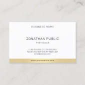 Carte De Visite Cool professionnel moderne simple élégant or blanc (Dos)