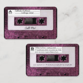 Carte De Visite Cool Retro 80's Pink Parties scintillant cassette  (Devant / Derrière)