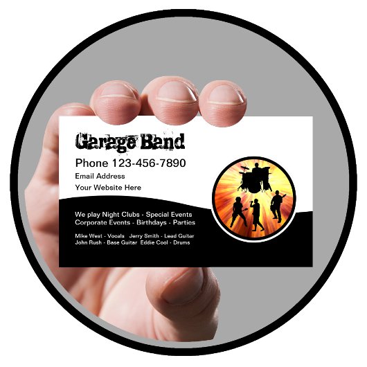 Carte De Visite Cool Rock Et Roll Garage Band