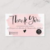 Carte De Visite Cool rose aquarelle brush script commander merci (Devant)