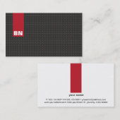 Carte De Visite Cool rouge bande noire Monogramme automobile (Devant / Derrière)