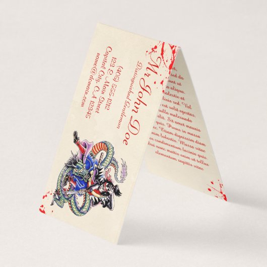 Carte De Visite Cool sang dragon japonais samouraï combat tatouage (Devant)