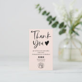 Carte De Visite Cool script blush rose logo commander merci (Debout devant)