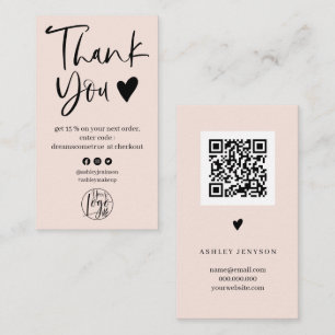 Carte De Visite Cool script blush rose logo commander merci