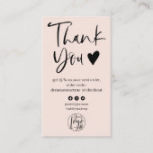 Carte De Visite Cool script blush rose logo commander merci (Devant)
