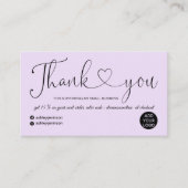 Carte De Visite Cool script coeur lavande violet ordre merci (Devant)