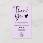 Carte De Visite Cool script lavender logo commander merci (Devant)