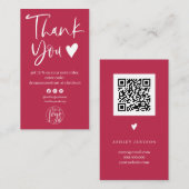 Carte De Visite Cool script magenta logo commander merci (Devant / Derrière)