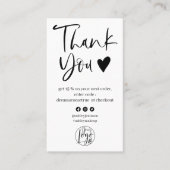 Carte De Visite Cool script noir blanc logo commander merci (Devant)