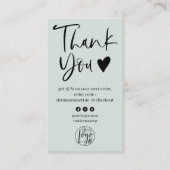 Carte De Visite Cool script sage vert logo commander merci (Devant)