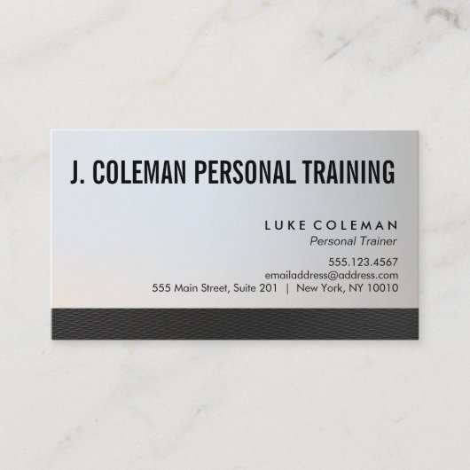 Carte De Visite Cool Silver Black Personal Fitness Trainer (Devant)