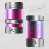 Carte De Visite Cool Silver Box Pink Purple Liquides avec Monogram (Devant / Derrière)