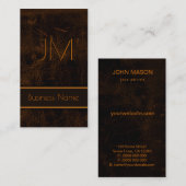 Carte De Visite Cool Sleek Brown Faux Leather Monogramme Comptable (Devant / Derrière)