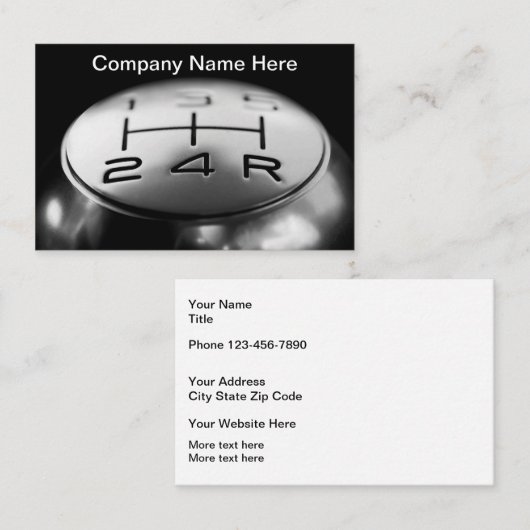 Carte De Visite Cool Stick Shift Automotive (Devant / Derrière)