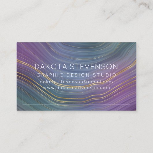 Carte De Visite Cool Strata | Belle Agate bleu violet et or (Dos)