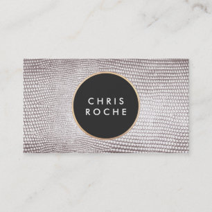 Carte De Visite Cool Stylish Cercle Emblem Argent Serpent peau