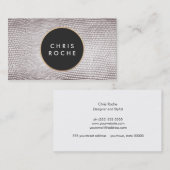 Carte De Visite Cool Stylish Cercle Emblem Argent Serpent peau (Devant / Derrière)