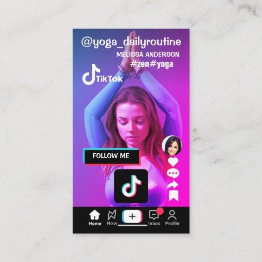 Carte De Visite cool tendance double face insta tiktok disposition (Devant)